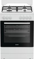 Cocina de gas 60 cm, 4 quemadores, horno eléctrico 73L con parrilla, temporizador, blanco, clase A