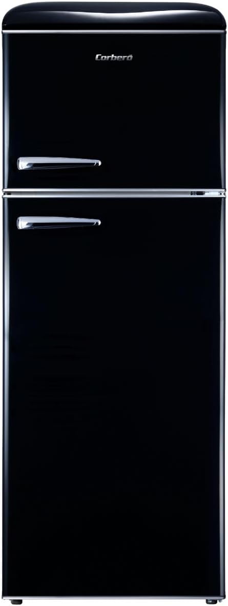 Frigorífico Retro Corberó 260L Negro, Luz Interior, Congelador Superior