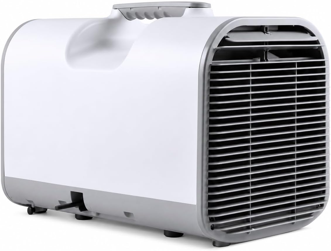 Aire Acondicionado Portátil 4-En-1 para Caravana y Camping con Refrigeración Rápida, Deshumidificador, Ventilador y Modo Silencioso, Compatible 220V/12V/24V