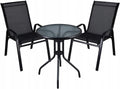 Conjunto de Muebles para Balcón: Mesa Redonda de Vidrio 60x70 cm y 2 Sillas de Textileno - Ideal para Exterior