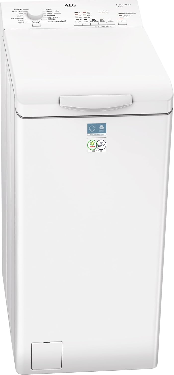 Lavadora de 6 kg AEG Serie 5000, Motor Inverter, Certificación WoolMark, Inicio Diferido