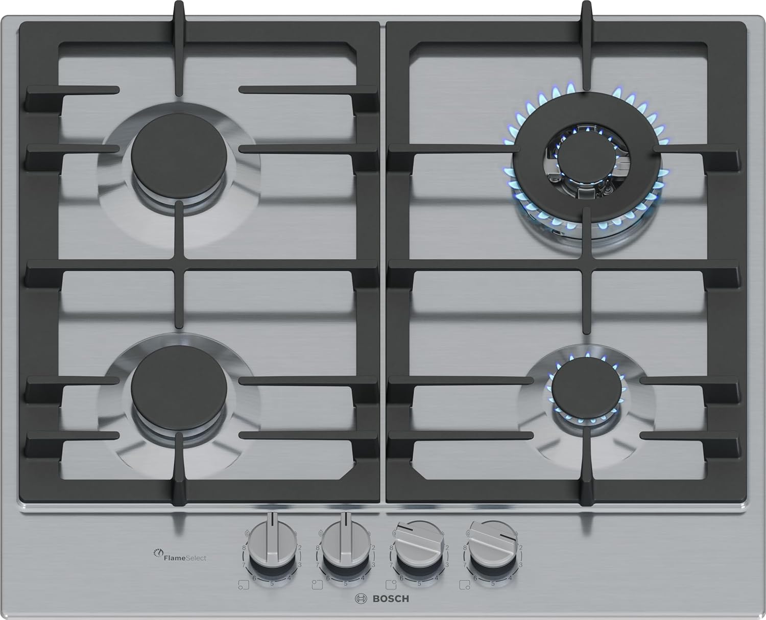 Placa de Gas Bosch Serie 6 con FlameSelect y Quemador WOK, 60 cm