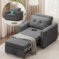 Sofá Cama Multifuncional con Puertos USB y Type-C, Respaldo Ajustable y Cojín, Bolsillo Lateral, Capacidad 200 kg, Perfecto para Salón y Apartamento, Gris Oscuro