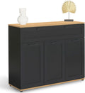 Aparador Negro VITO de 100 cm con 3 Puertas y Cajón de Madera