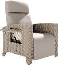 Sillón Ergonómico de Ratán con Cojín, Respaldo Ajustable para Interior y Exterior