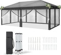 Carpa Plegable 3x6m LEADZM, Impermeable y Protección UV, Altura Ajustable con Mosquiteras, Para Jardín, Terraza y Eventos, Color Antracita
