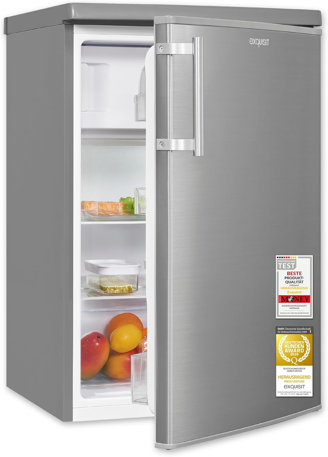 Refrigerador Exquisit 109L, Eficiencia Energética E, 40 dB, LED Interior, Control Electrónico, Acabado Inoxidable