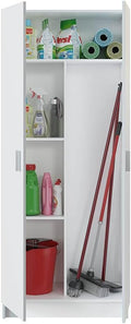 Armario Multiusos Blanco Mate con 2 Puertas y 3 Estantes, 180x73x37 cm