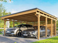 Garaje de Madera para Dos Coches con Techo Bituminoso