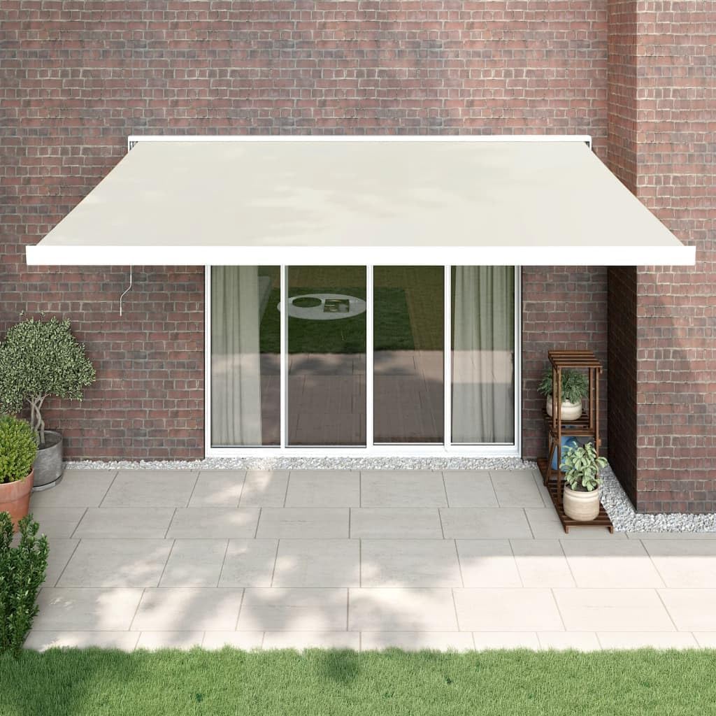 Toldo Motorizado Retráctil 4x3 m con Control Remoto, Soporte de Pared, Color Crema