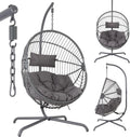 Silla Colgante Relax de Jardín Arebos con Cojines, Altura Ajustable, Estructura de Acero Resistente, Apta para Interior y Exterior, Color Gris