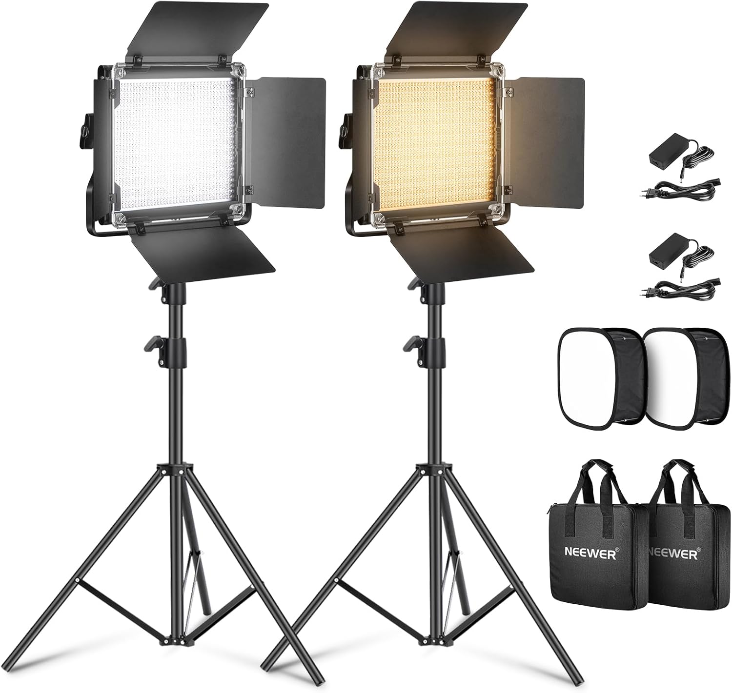 Kit de Luces LED Bicolor NEEWER 660 con Soporte y Softbox, 3200-5600K, CRI 96+, para Estudio Fotográfico