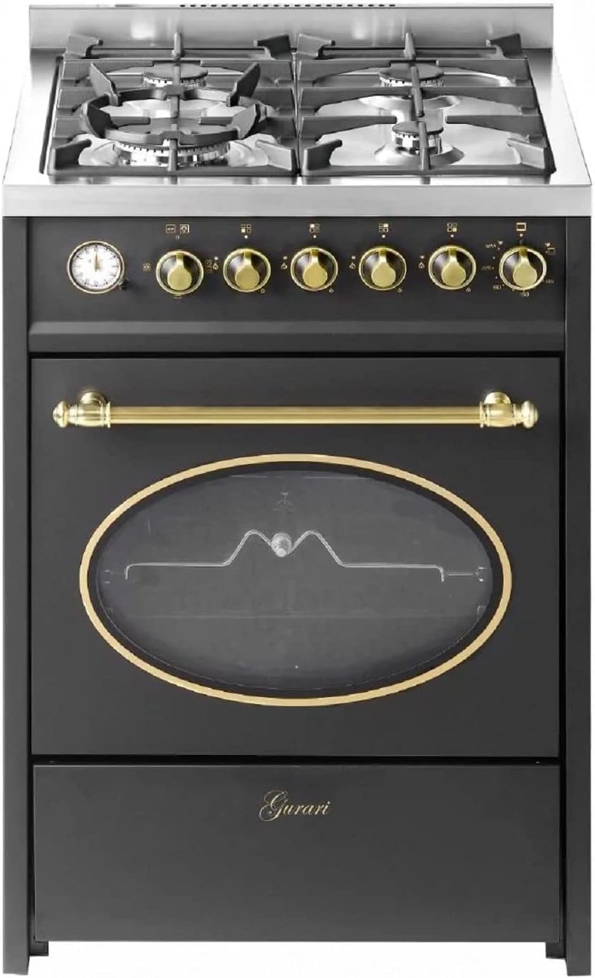 Cocina de Pie GURARI 614 BL 60 cm Gas Natural con Quemador WOK y Barbacoa de Gas