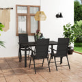 Conjunto de Comedor Exterior 5 Piezas Negro, Mesa de Cristal y Sillas de Ratán Sintético
