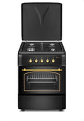 Cocina a Gas Solthermic Negra Rústica 60 cm, 4 Fuegos, Encendido Automático, Compatible Butano y Gas Ciudad