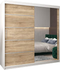 Armario Moderno de Dos Puertas Correderas con Espejo y Estantes 200x200x62 cm