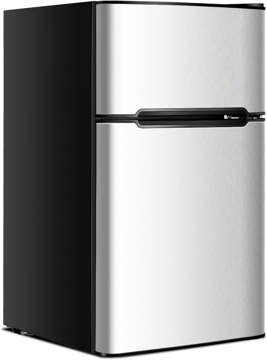 Mininevera GOPLUS 90L con Congelador y Termostato, Bajo Consumo, para Hogar y Oficina