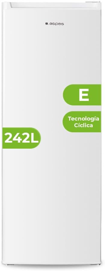 Refrigerador Aspes AR145501E 242L, Blanco, Puerta Reversible, Silencioso, Clase E