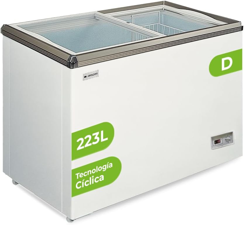 Congelador Horizontal Aspes ACHH2501DDCG 223L, Blanco, Silencioso, Clase D, 1 Cesta