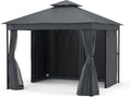 Pérgola Blumfeldt Mondo Dual, Metal Resistente, Doble Techo y Mosquiteras, Ideal para Jardín, Gris Antracita