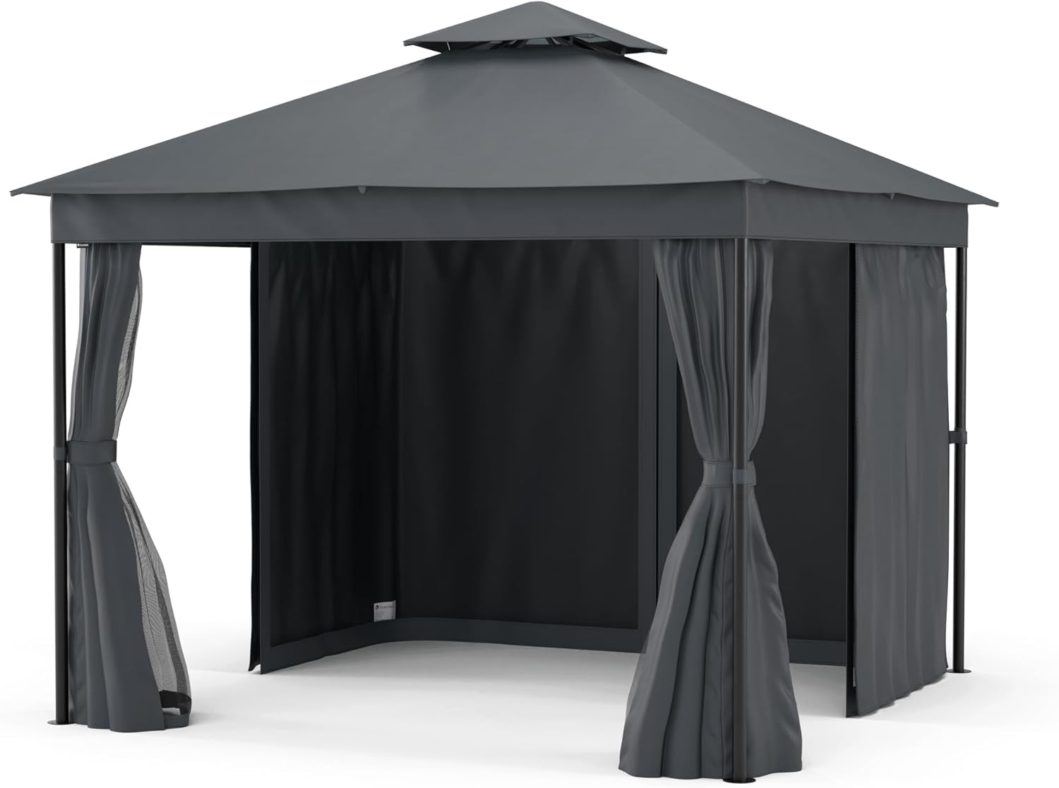 Pérgola Blumfeldt Mondo Dual, Metal Resistente, Doble Techo y Mosquiteras, Ideal para Jardín, Gris Antracita
