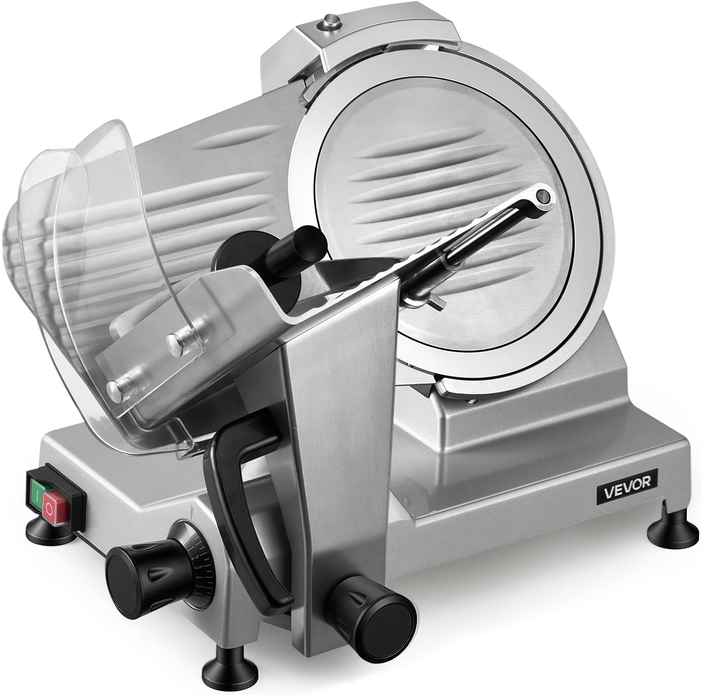 Cortafiambres Profesional VEVOR 240W, Cuchilla 250 mm, Grosor Ajustable 0-12 mm, Afilador Integrado