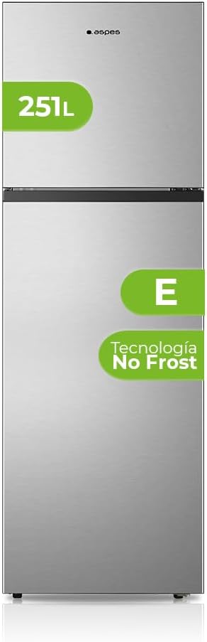 Aspes Frigorífico Combi Inox 251L, Puertas Reversibles, Silencioso, Clase E