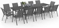 Conjunto de Jardín Madrid, Mesa Extensible 135-270 cm y 12 Sillas Apilables, Gris Antracita