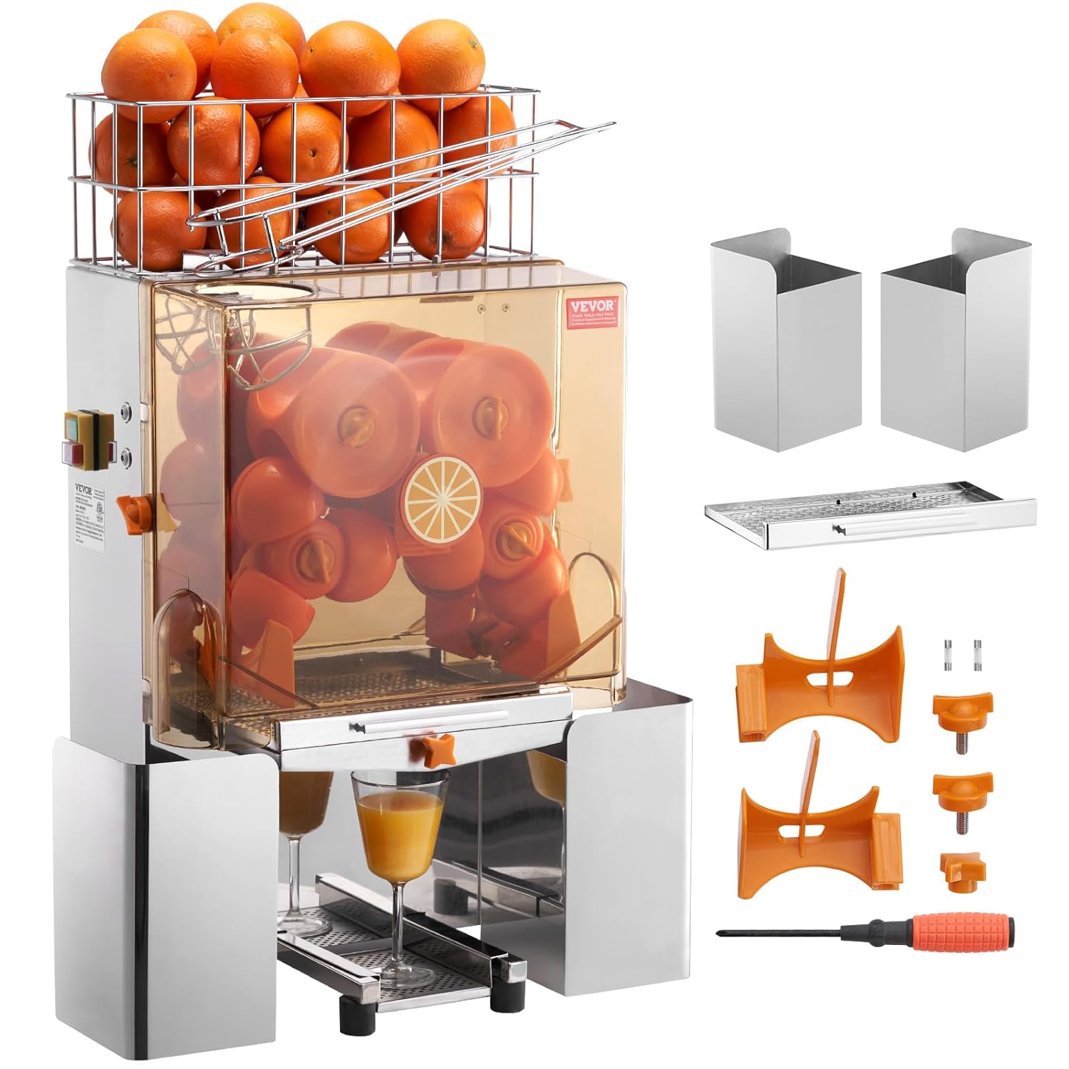 Exprimidor Eléctrico de Cítricos VEVOR 120W con Alimentación Automática y Filtro Desmontable para Zumos en Restaurantes y Cafeterías