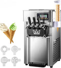 Máquina Comercial de Helados Suaves 18L/h, 3 Sabores, 1200W con Panel LCD y Limpieza Automática