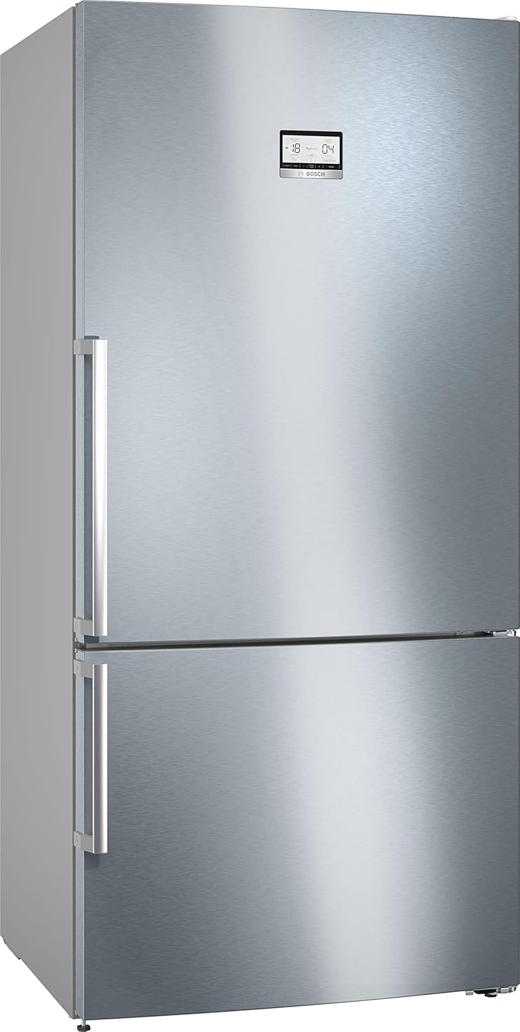 Refrigerador combinado Bosch Serie 6, 186x86 cm, acero inoxidable, instalación libre, antihuellas