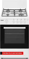 Corbero - Cocina a Gas Natural 50cm, 4 Quemadores, Horno 43L, Blanco