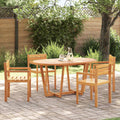 Conjunto de Comedor de Jardín 5 Piezas Madera de Acacia Acabado Aceitado, Incluye 4 Sillas con Brazos, Ideal para Terraza y Barbacoa
