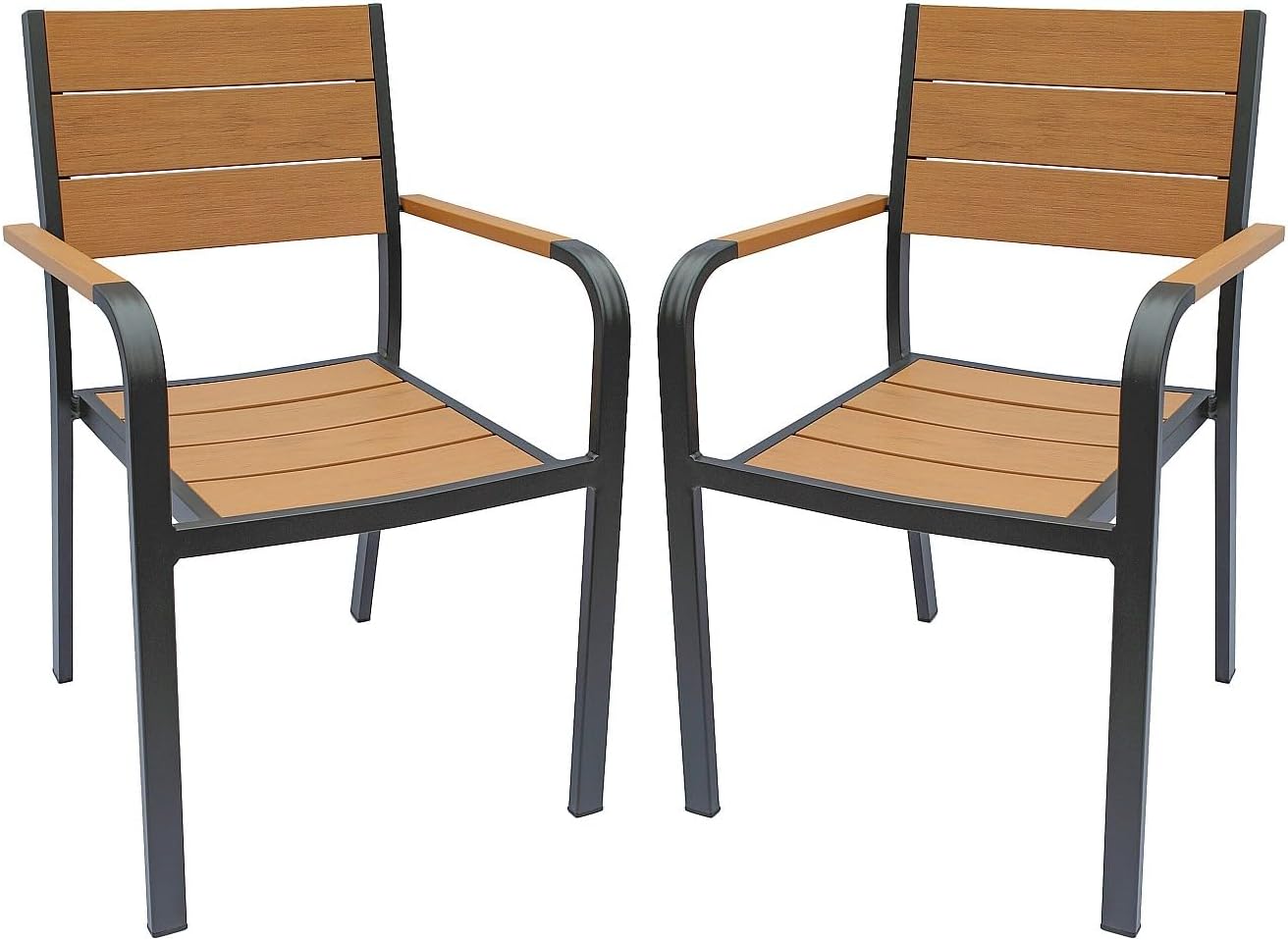 Juego de 2 sillones apilables de jardín en aluminio - Color natural y antracita - Modelo NYROS de MYLIA