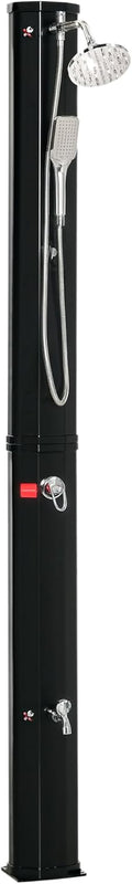 Ducha Solar Exterior 35L con Doble Cabezal y Grifo - Agua Caliente hasta 55°C - Ideal para Jardín, Piscina o Patio - Negro
