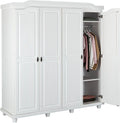 Armario Grande de Pino Macizo 183cm x 60cm x 198cm, 4 Puertas y 4 Compartimentos, Barniz Blanco